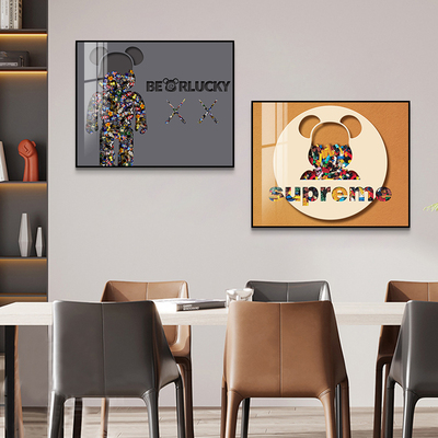 轻奢电表箱装饰画 画暴力熊免打孔配电箱画 画KAWS潮玩多媒体电闸