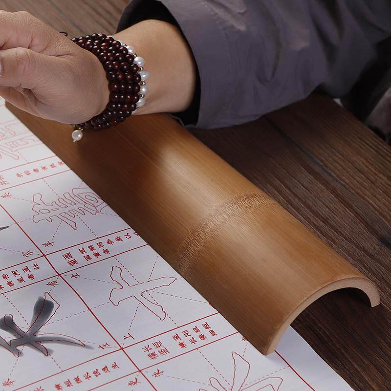素面竹块老竹臂搁碳化小楷腕枕手工雕刻原料抛光竹条胚料书法垫腕
