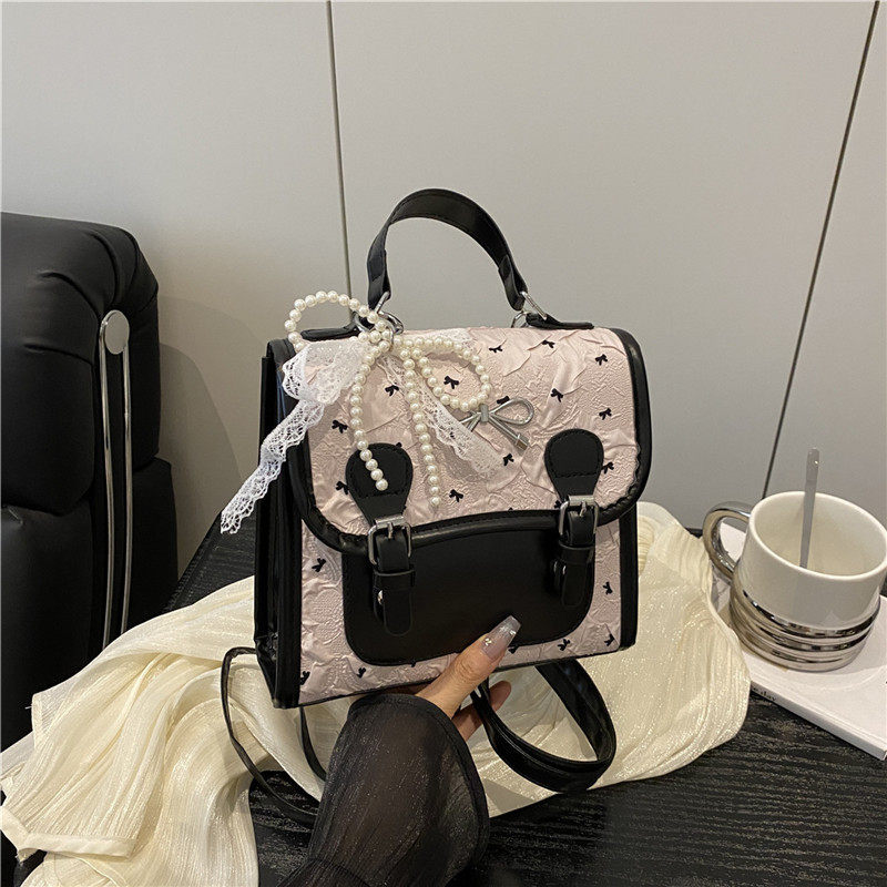 学院风蝴蝶结印花小背包