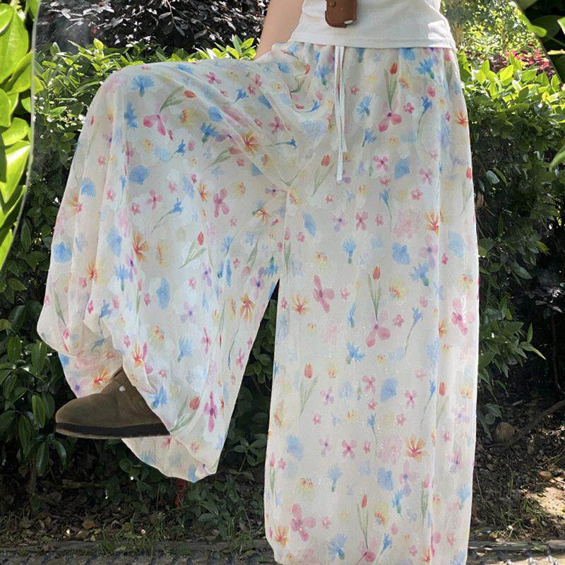 彩色花苞裙裤女夏季薄款2026新款小个子灯笼宽松休闲冰丝阔腿裤子