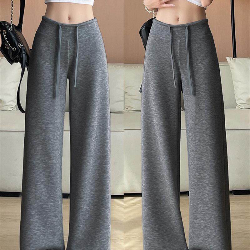 美式运动裤女夏季2026年新款高腰显瘦直筒垂感小个子休闲阔腿卫裤