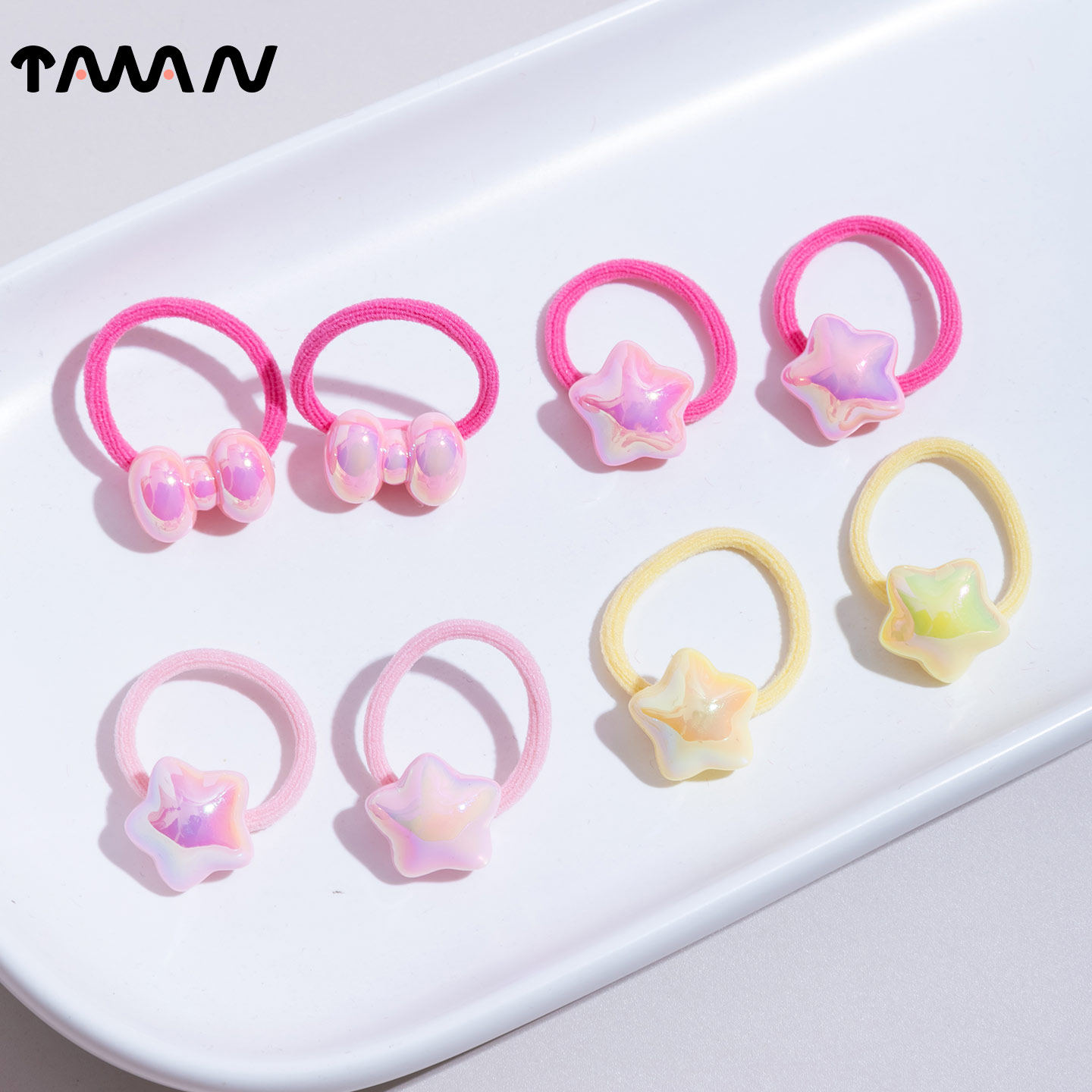 甜美彩色领结星星发圈高弹性女童可爱五角星造型扎头发绳儿童头饰
