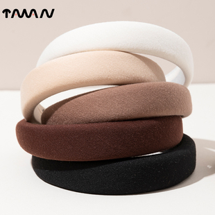 新款纯色秋冬宽边海绵高颅顶压发头箍女加厚洗脸发卡复古气质头饰