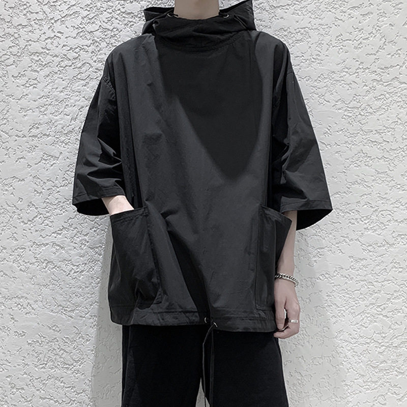menclothes夏季带帽短袖