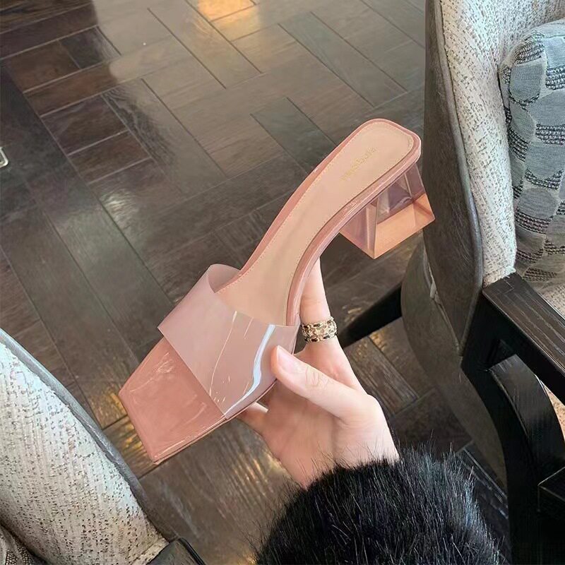 shoeswomen透明水晶拖鞋