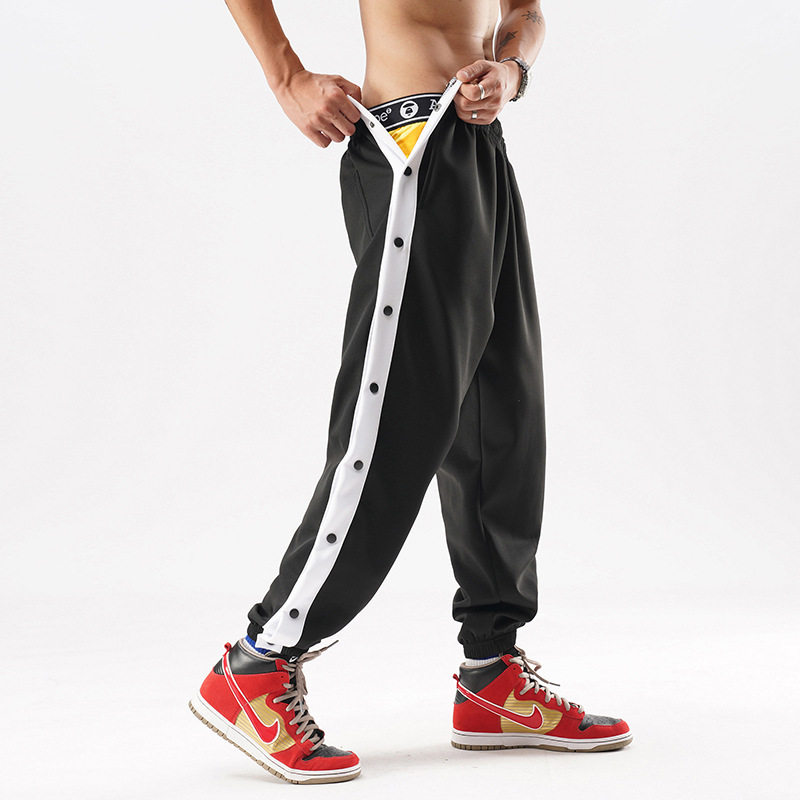 menclothes运动排扣裤纽