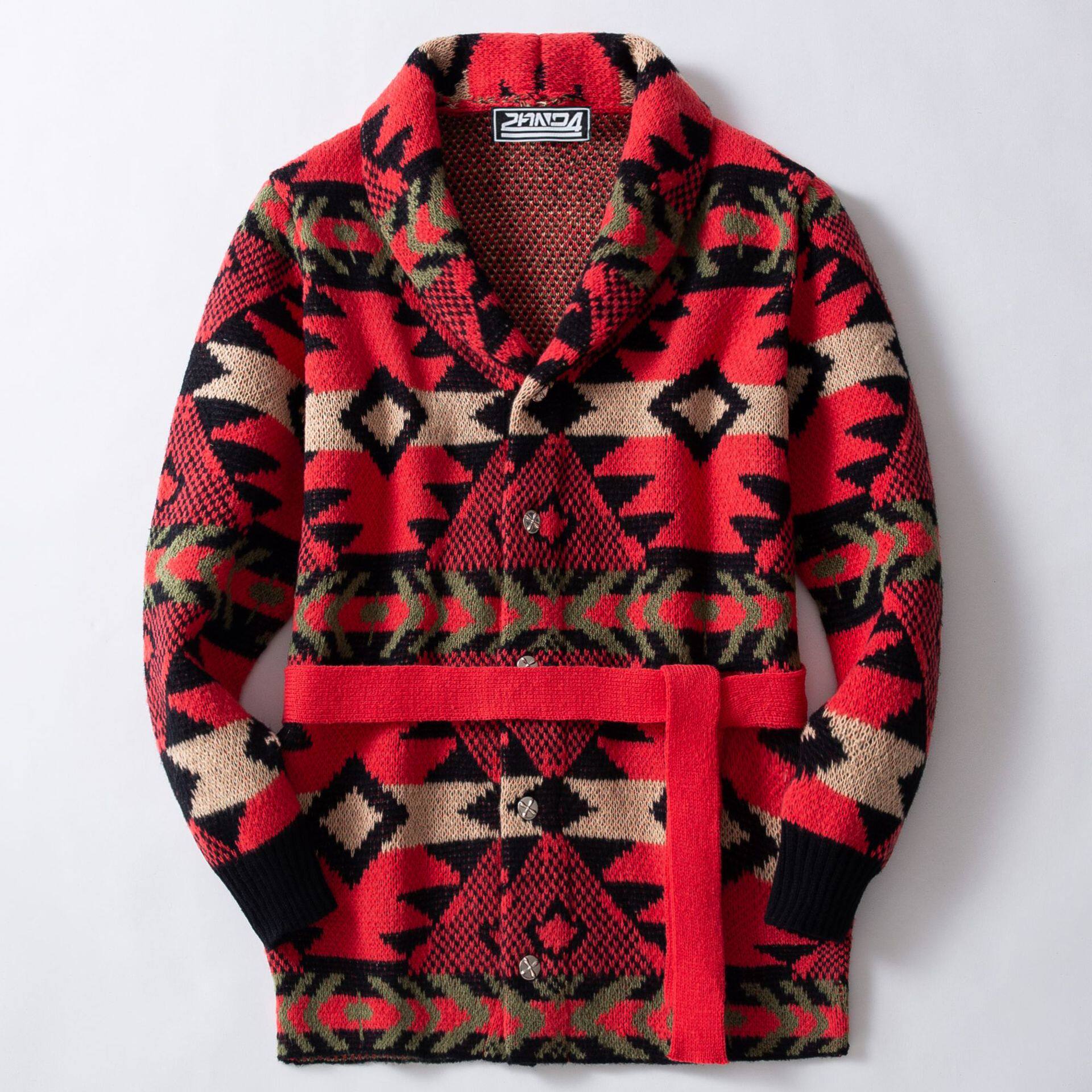 menclothes美式几何提花