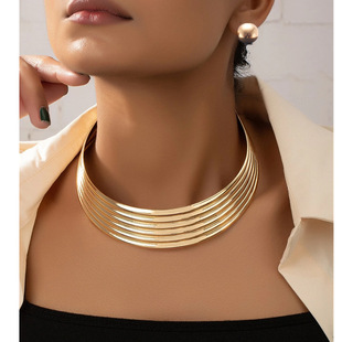 欧美夸张金属螺纹项圈颈炼项炼饰品fahion choker necklace 2022