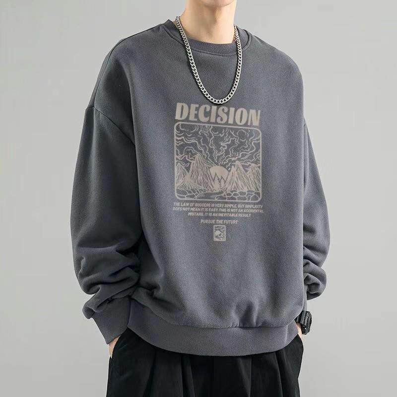 情侣潮牌春秋季男款加厚卫衣时尚简约外套宽松长袖打底衫套头衣服