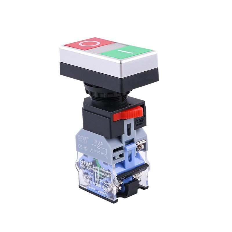 LA38日字开关双键红绿带灯按钮开关启动停止22MM二位尔连联件按钮