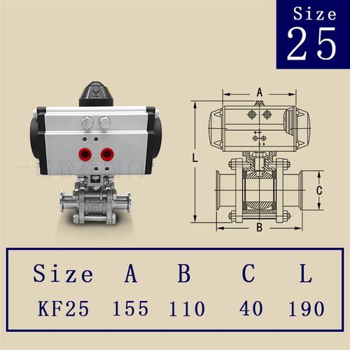 GUQ-KF高真空三片式气动球阀304不锈钢16快装25卡箍40卡扣50卡盘0