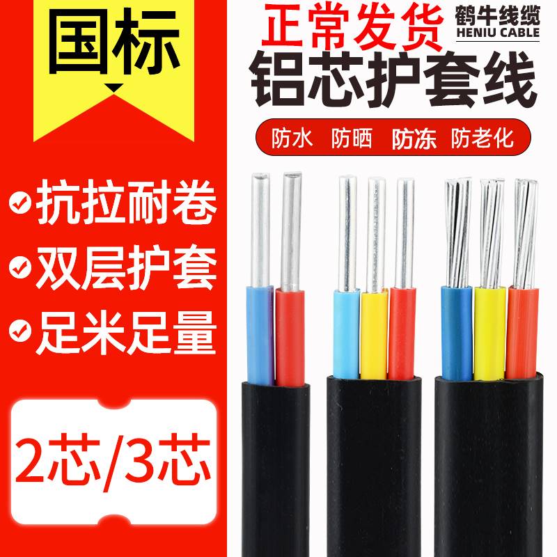 国标2芯3芯电缆线铝芯家用户外电线 4 6 10 16平方架空铝线护套线