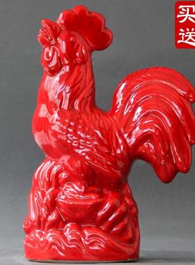 25款陶瓷鸡摆件大红公鸡摆设风水摆件家居礼品装饰品生肖鸡工艺品