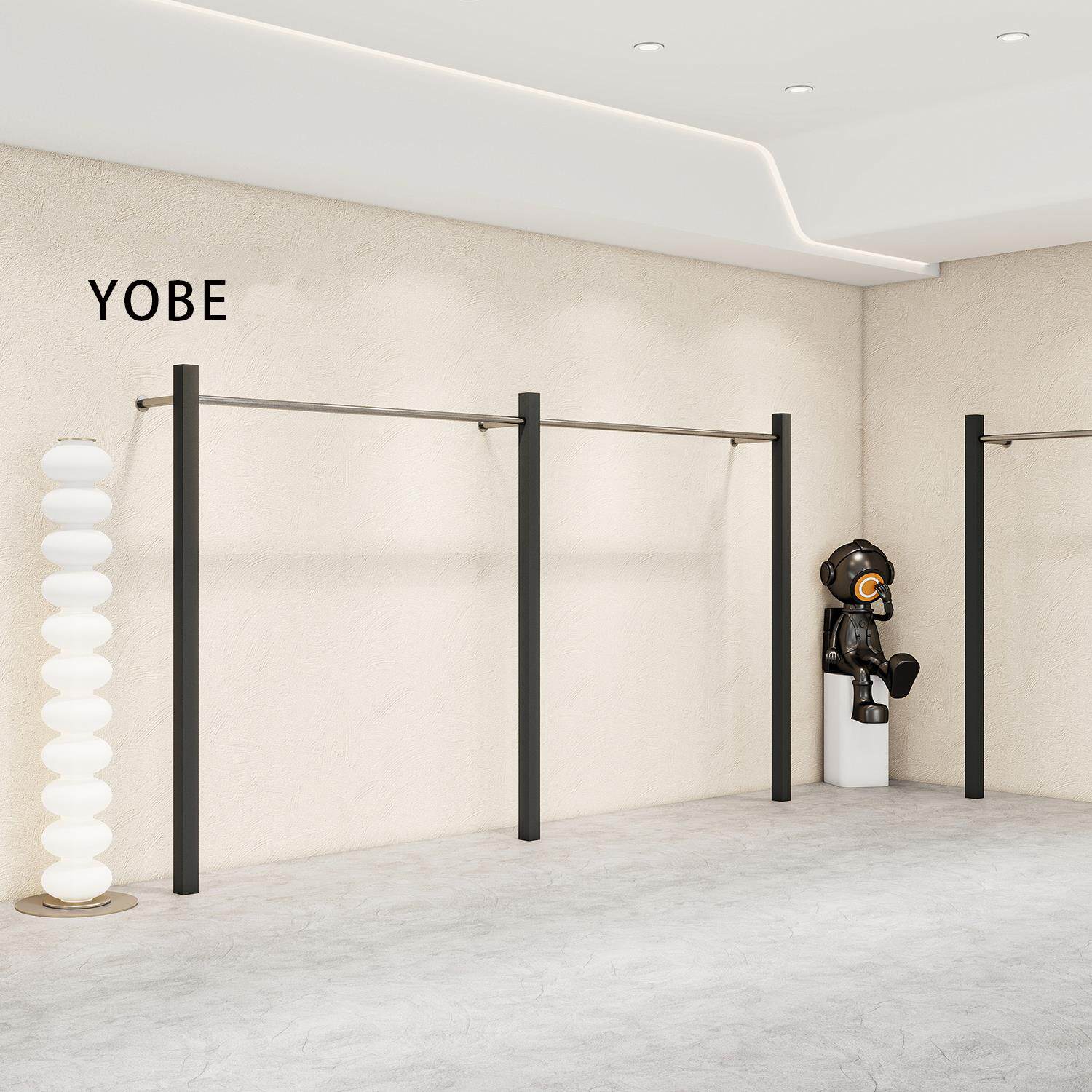 落地式衣服男女黑色挂衣架装店简约展示架不锈钢上墙陈列架服装店