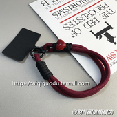 立体爱心手腕挂绳手机壳挂件男女酒红色拼色可爱结实舒适手提便携防丢黑色固定片垫片双扣户外运动精致手绳潮