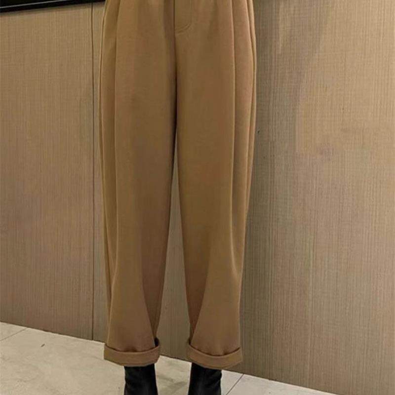 秋冬女性羊毛灯笼裤今年流行的小个子高腰胡萝卜裤加厚运动裤
