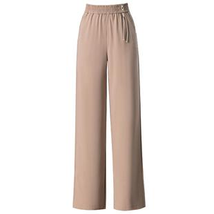 子 高腰阔腿裤 女夏季 薄款 九分冰丝垂感宽松国风直筒休闲中年妈妈裤