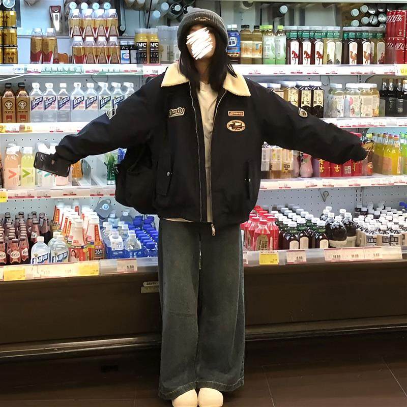 棉服女款2025新款美式棒球服夹克棉衣超好看夹棉外套冬季加厚棉袄