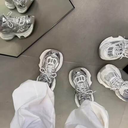 5CM增高~真皮厚底老爹鞋女春季新款网面透气登山鞋休闲百搭运动鞋