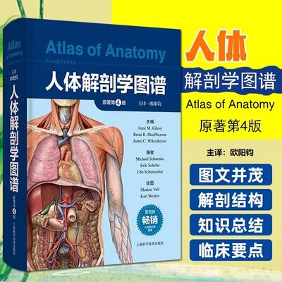 【书】人体解剖学图谱 原著第4版 欧阳钧主译 人体功能学病理学解剖学变异临床处置诊断技术临床知识 上海科学技术出版社书籍