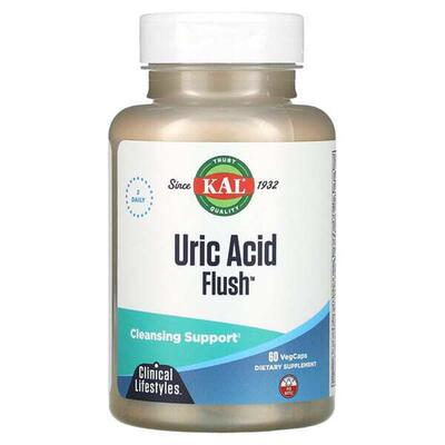 美国KAL Uric Acid Flush 60粒植物胶囊 助排尿酸 关节舒适支持