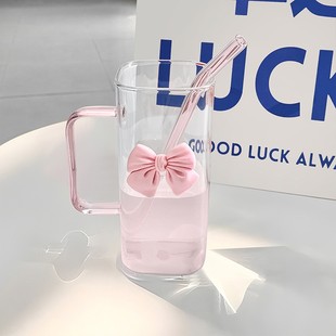 高颜值方形玻璃杯带把手水杯2025新款 水杯女新款 女高颜值杯子家用