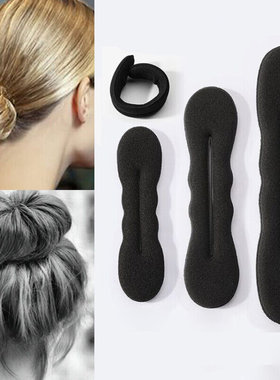 Multi size Sponge Black Hair Styling Donut Bun Curler Maker
