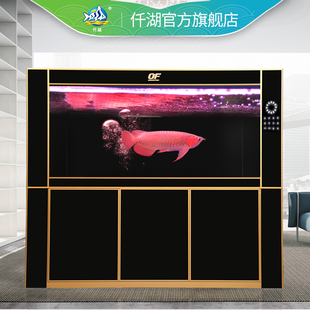 仟湖OF御龙殿聚龙专业龙鱼缸客厅公司大型水族箱超白玻璃订做定制