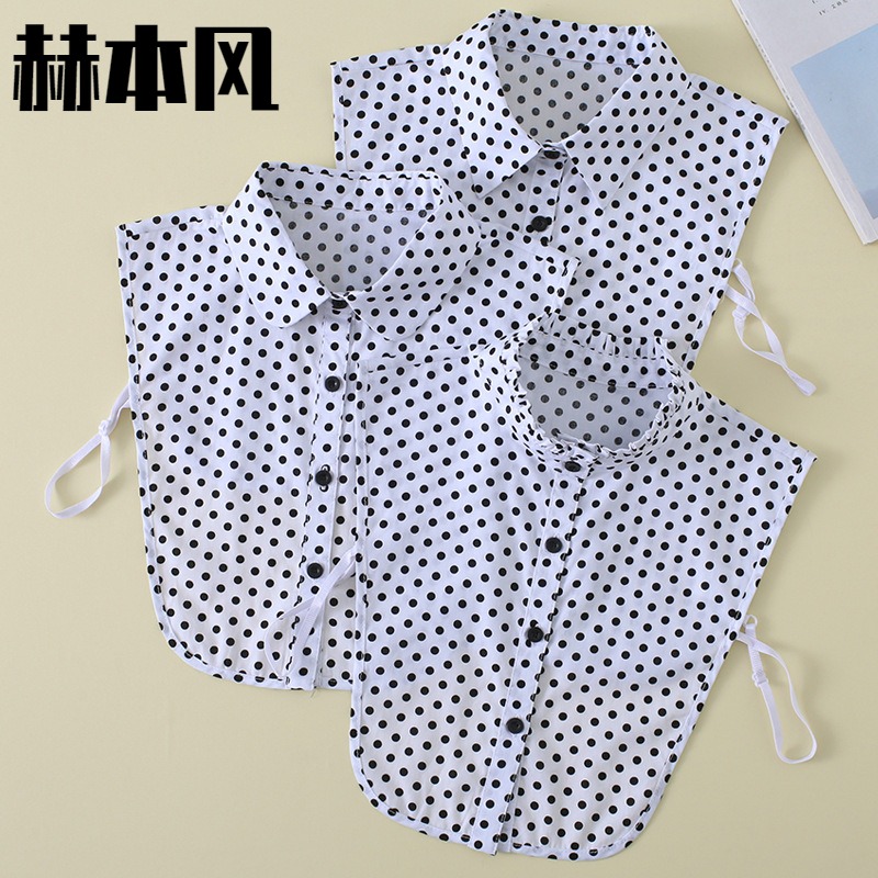 假领子赫本风女士百搭韩版波点衬衫秋冬衬衣假领韩国装饰配饰领子