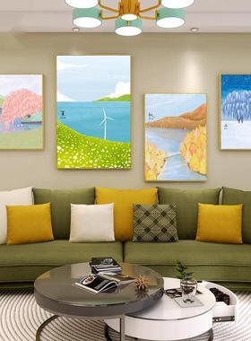 春夏秋冬客厅装饰画现代简约四季挂画餐厅卧室沙发背景墙画壁画