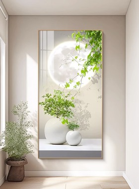 绿植玄关装饰画小清新现代简约客厅走廊过道挂画高级感进门入户画
