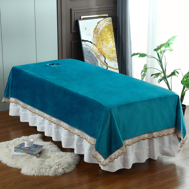 加厚四季高档荷兰绒纯色美容床床单单件足浴按摩推拿SPA带洞专用