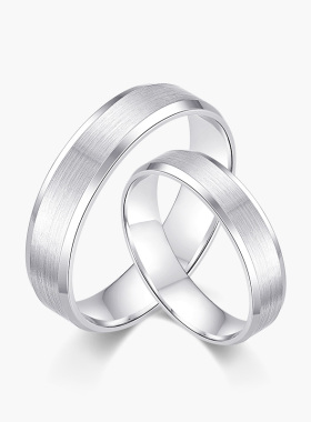 奢珠_简 铂金对戒情侣款素圈PT950白金男士求婚结婚戒指女正品