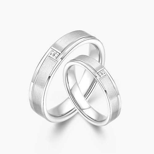 铂金对戒情侣款素圈对戒奢珠