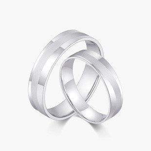 奢珠_烟 铂金戒指男女PT950白金情侣对戒结婚戒指素圈新款