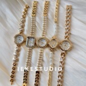 IEKE 中古小香风珍珠手链手表女法式 轻奢复古小众高级感女士腕表