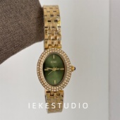 鸽子蛋镶钻手表女时尚 茶绿 气质简约精致高级感女表 新款 IEKE