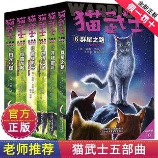 新预言1 猫武士第五部曲全6册 10岁儿童动物小说故事书文学小说5部正版 惊雷乍起 首战风云 开枝散叶群星之路7 6日光小径 燃烧之星