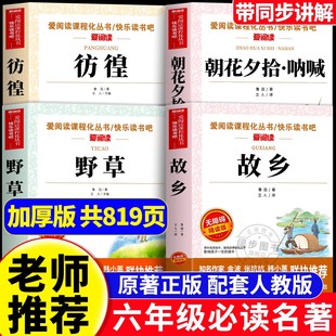 6年级7年级课外阅读书籍初中生版 全套4册 全集阿Q正版 朝花夕拾呐喊狂人日记六年级必读课外书鲁迅作品集经典 故乡野草鲁迅原著正版
