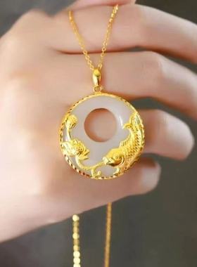 新中式年年有鱼锦鲤富贵花吊坠