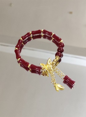 爆款中式古风金手链小众竹节森系