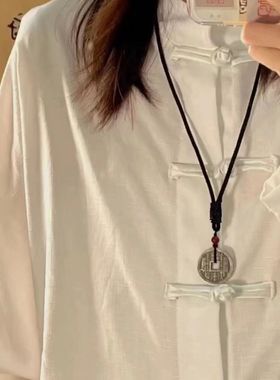 加厚黄铜山鬼花钱吊坠项链