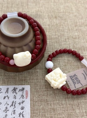 秋上新可爱小猫防朱砂串珠手链