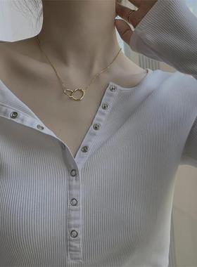 不规则金属环环相扣简约项链网红