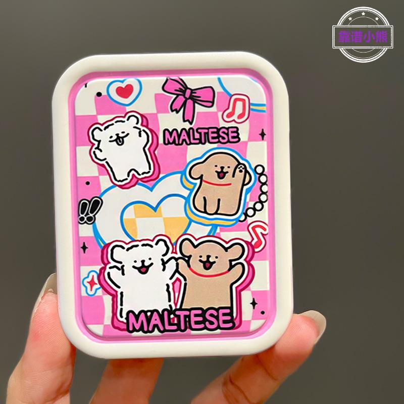 马尔济斯桌面化妆镜可折叠防摔小镜子台式可爱卡通学生宿舍用