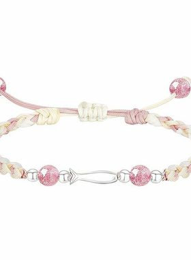 新款锦鲤小鱼编制简约小运连连闺蜜手链男女同款情侣款送女友