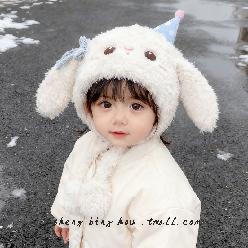 秋冬季儿童帽子可爱甜美加厚针织护耳帽男女小孩外出保暖防风帽潮