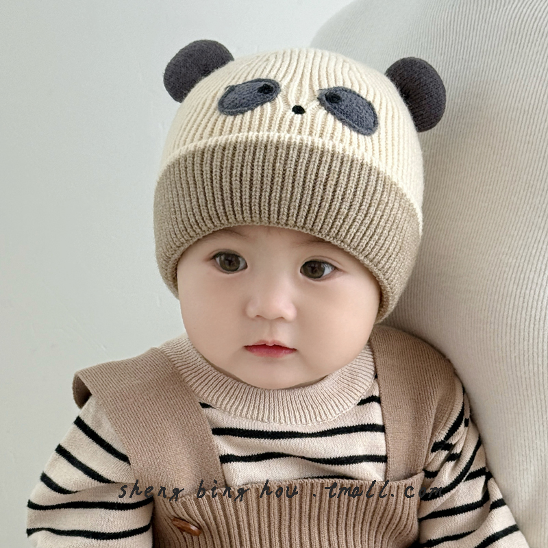 婴儿帽子秋冬季可爱超萌男女宝宝套头针织毛线帽子儿童护耳保暖帽