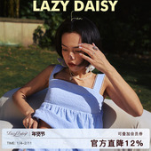 Léa吊带睡衣甜美家居服格纹拼接蕾丝背心短裤 Lazy Daisy 两件套