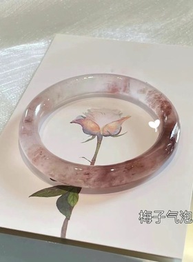 梅子手镯小红书同款贵妃镯粗款叮当手镯玻璃冰透防玉汉服配饰古风